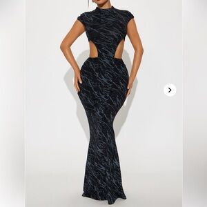 Miranda Black Smoke Marble Cut Out Dress